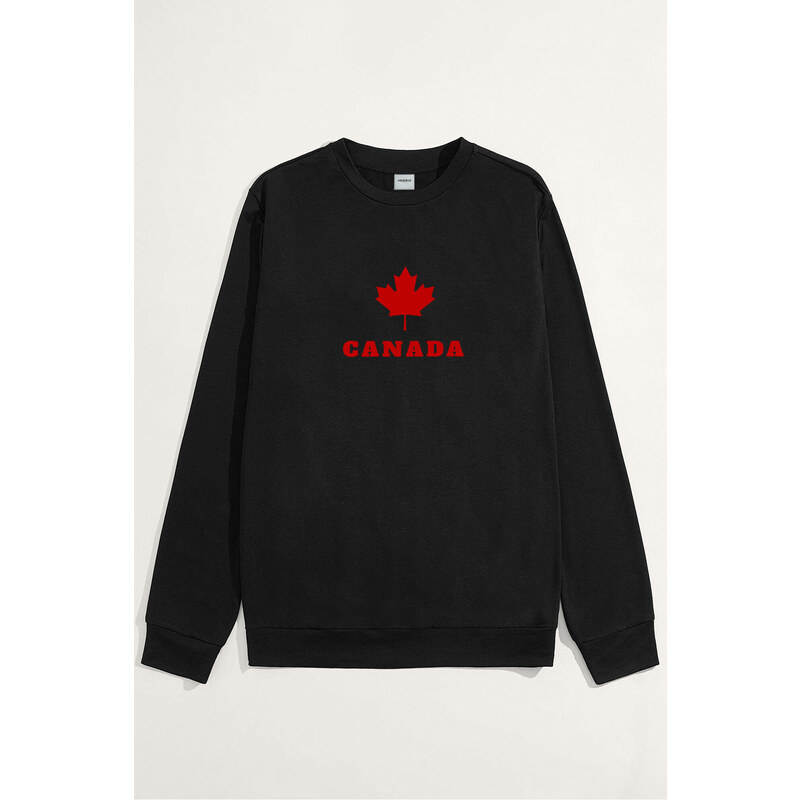 Mikina, Barva Černá, s Potiskem Canada