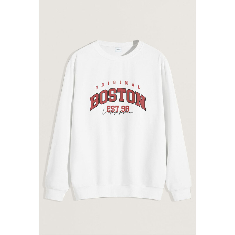 Mikina, Barva Bílá, s Potiskem Boston Original