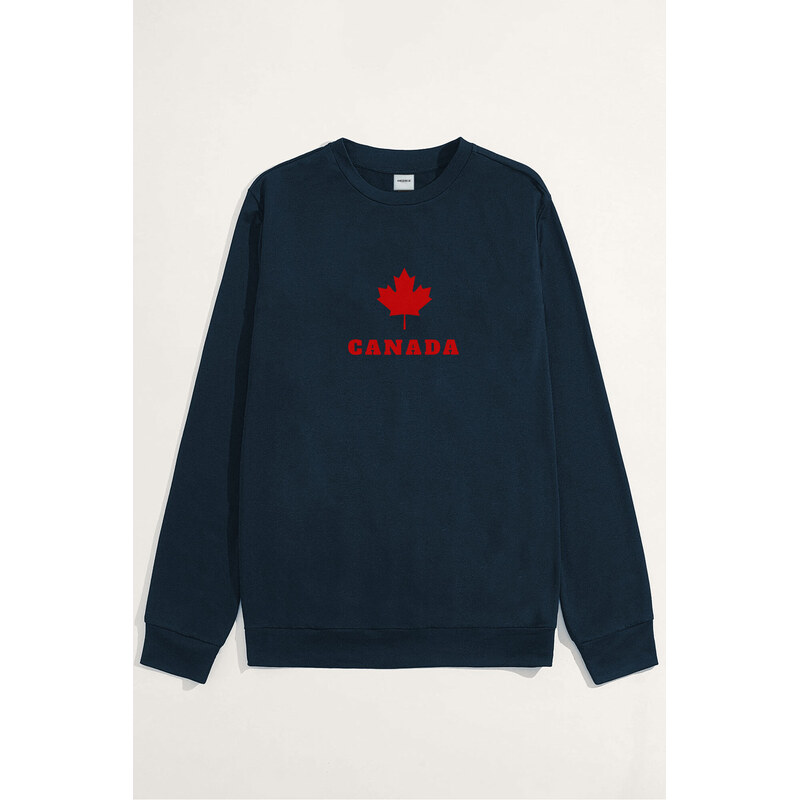 Mikina, Barva Modrá, s Potiskem Canada