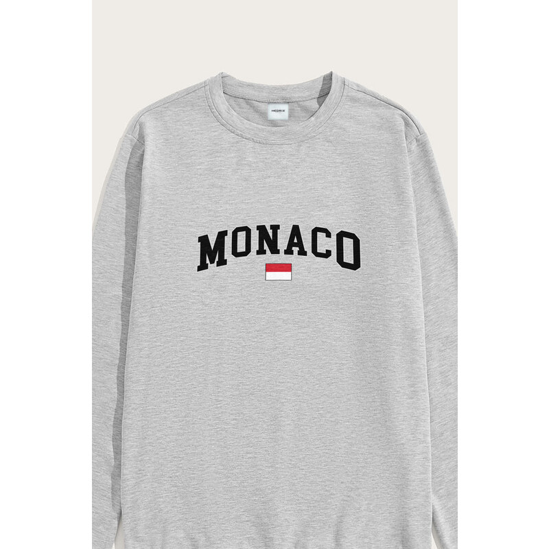 Mikina, Barva Šedá, s Potiskem Monaco Flag
