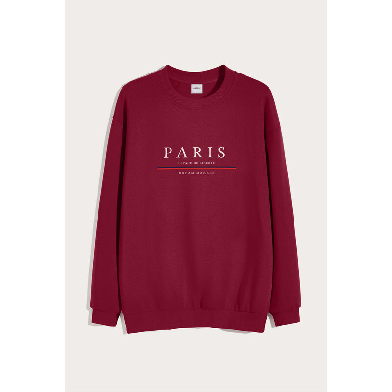 Mikina, Barva Bordó, s Potiskem Paris Dream Makers