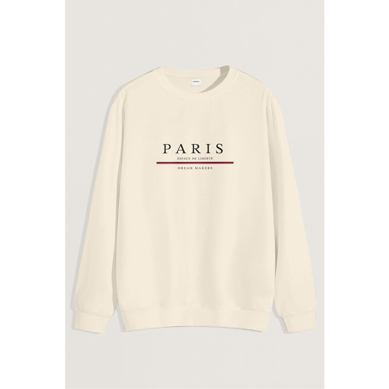 Mikina, Barva Ekru, s Potiskem Paris Dream Makers