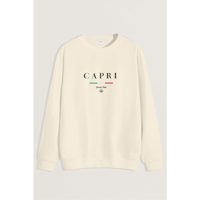 Mikina, Barva Ekru, s Potiskem Capri Yacht Club