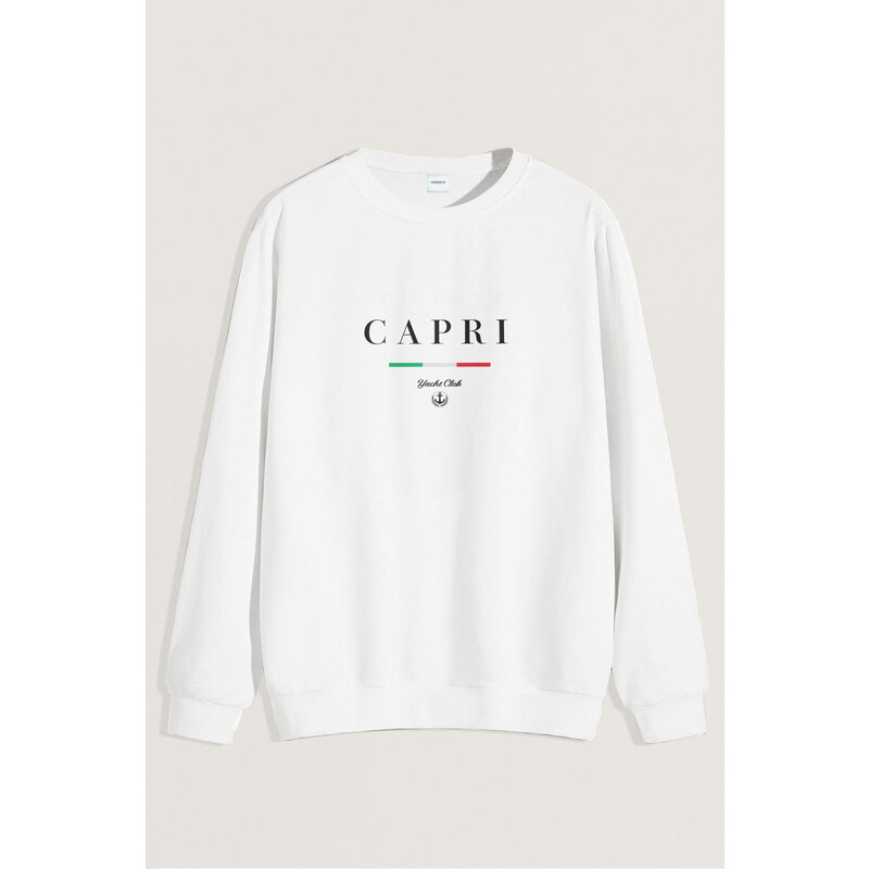 Mikina, Barva Bílá, s Potiskem Capri Yacht Club