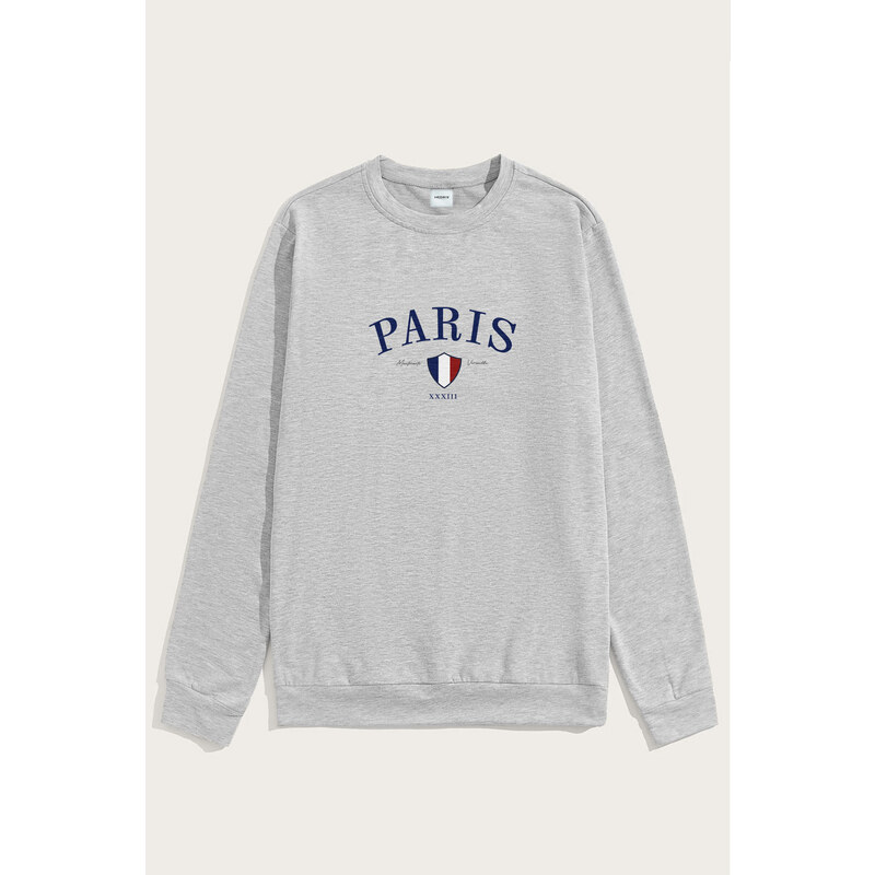Mikina, Barva Šedá, s Potiskem Paris XXXIII