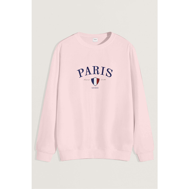 Mikina, Barva Růžová, s Potiskem Paris XXXIII