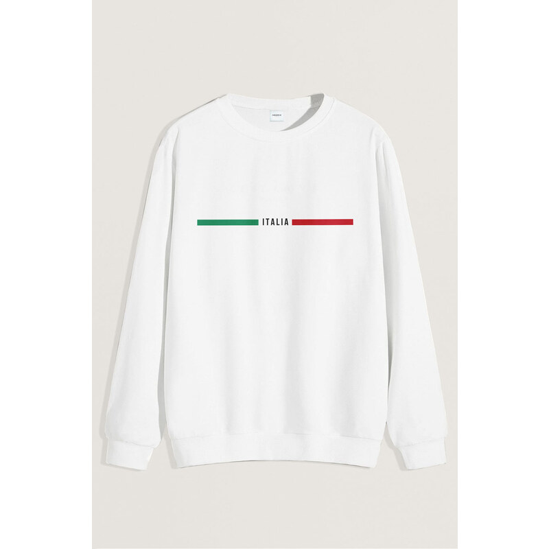 Mikina, Barva Bílá, s Potiskem Italia Red Green