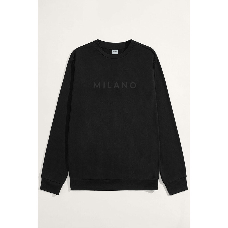 Mikina, Barva Černá, s Potiskem Milano Grey