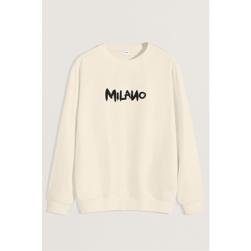 Mikina, Barva Ekru, s Potiskem Milano Graffiti