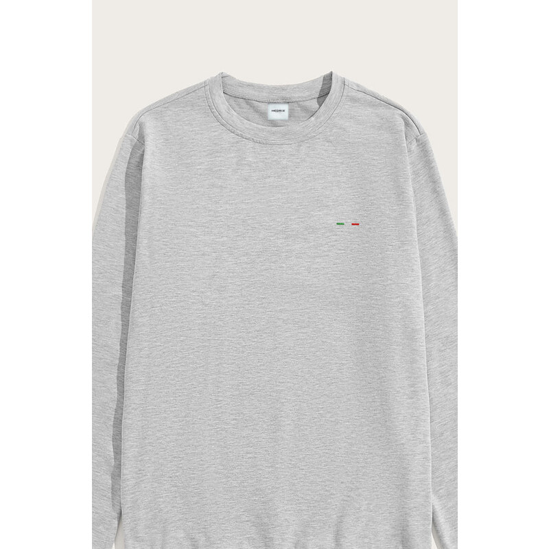 Mikina, Barva Šedá, s Potiskem Italian Stripe