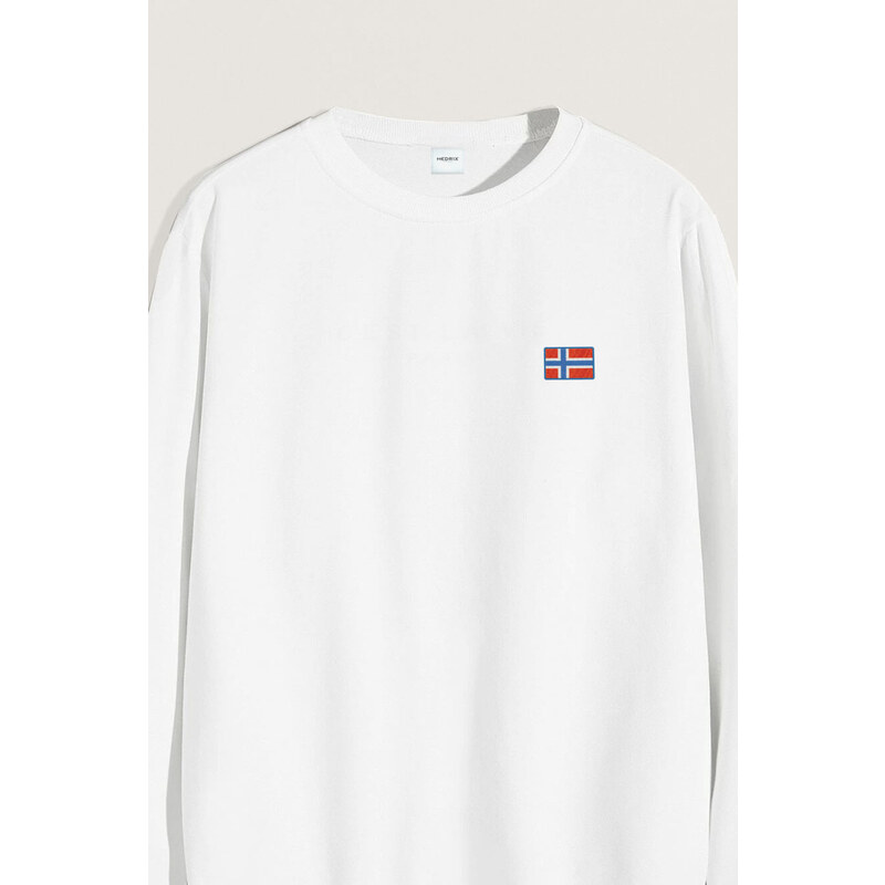 Mikina, Barva Bílá, s Potiskem Norwegian Flag Minimal