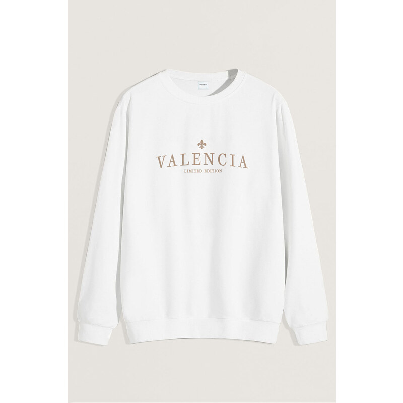 Mikina, Barva Bílá, s Potiskem Valencia Limited