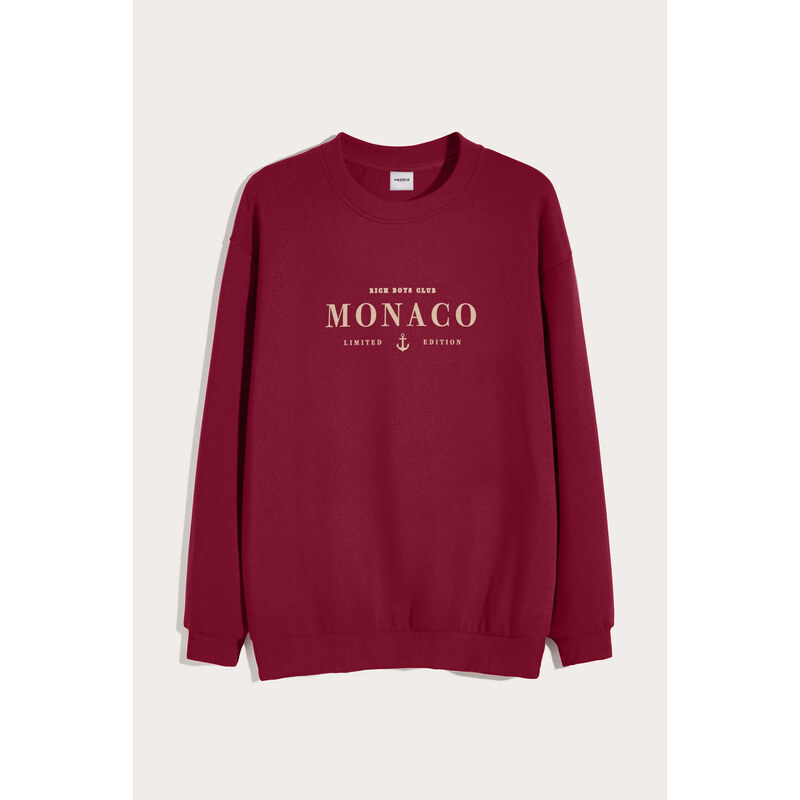 Mikina, Barva Bordó, s Potiskem Monaco