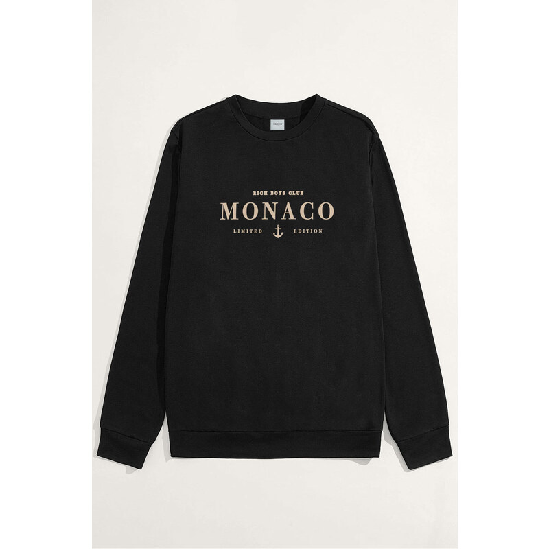 Mikina, Barva Černá, s Potiskem Monaco