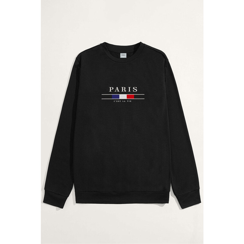 Mikina, Barva Černá, s Potiskem Paris La Vie