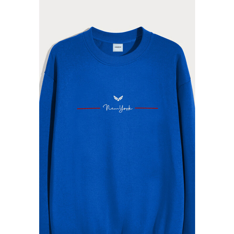 Mikina, Barva Modrá Elektrická, s Potiskem New York Wings