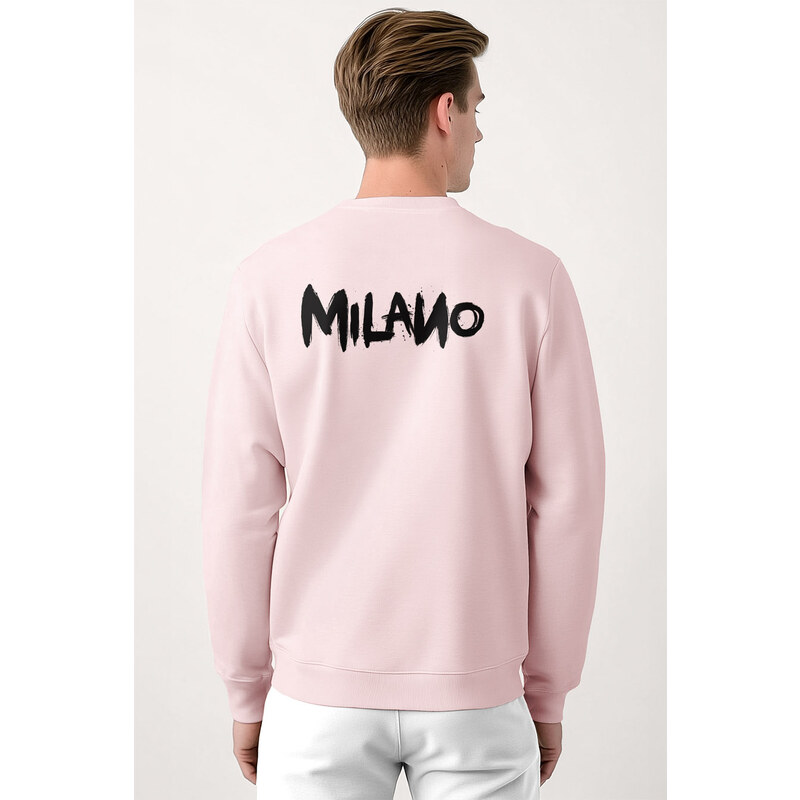 Mikina, Barva Růžová, s Potiskem Milano