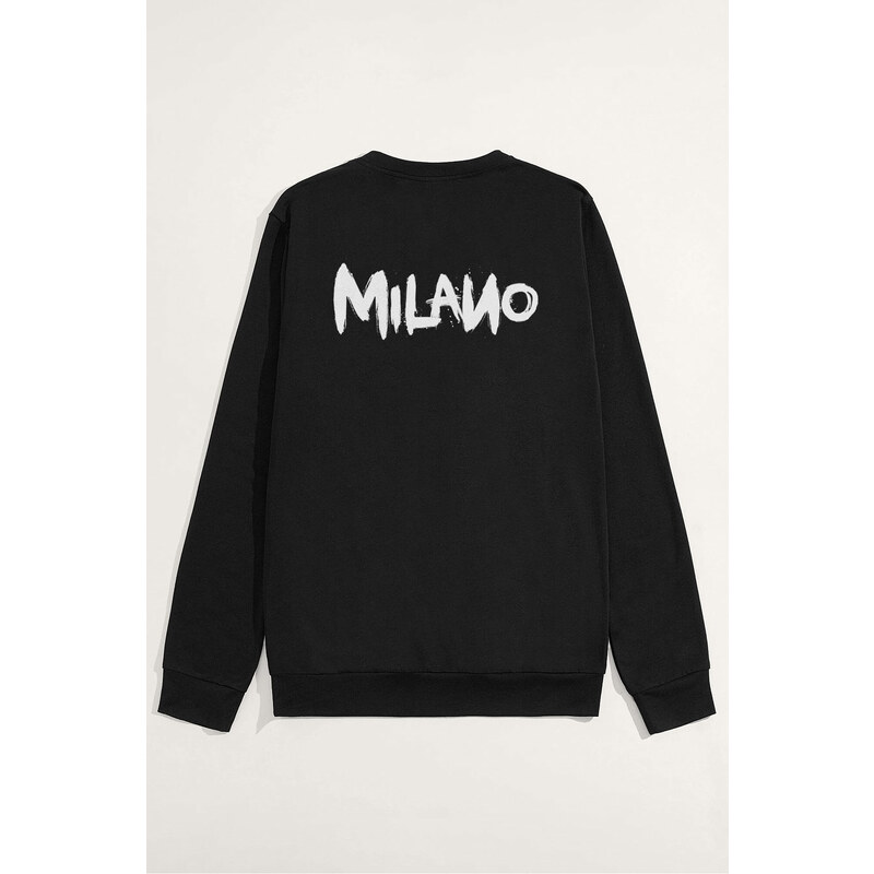Mikina, Barva Černá, s Potiskem Milano