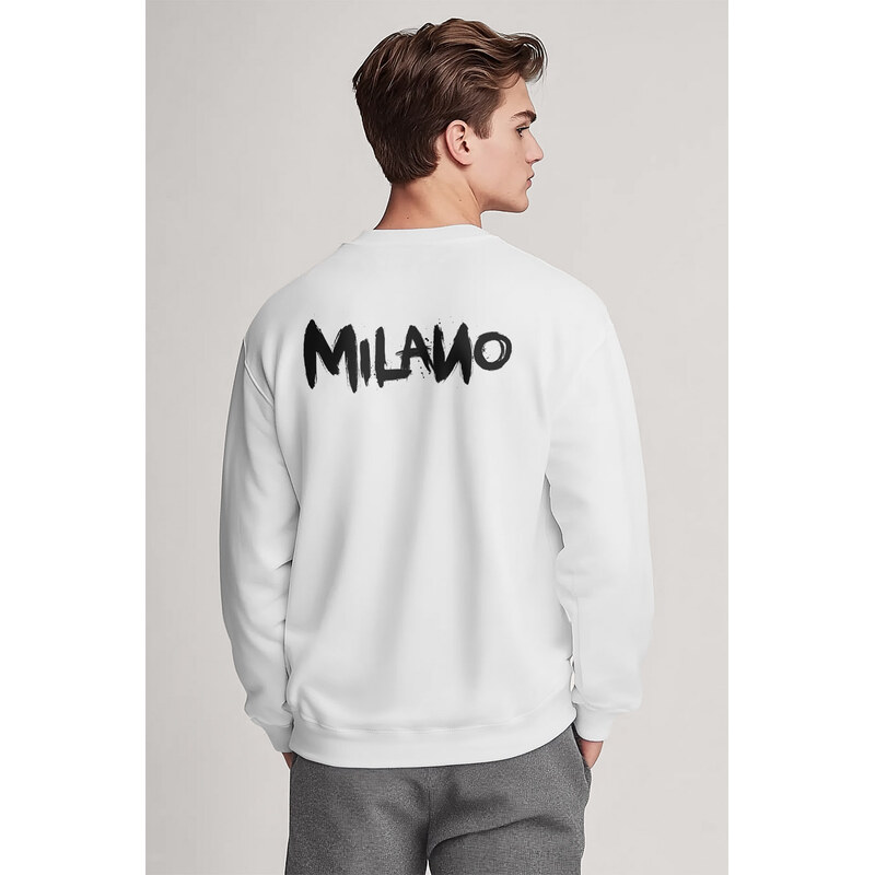 Mikina, Barva Bílá, s Potiskem Milano