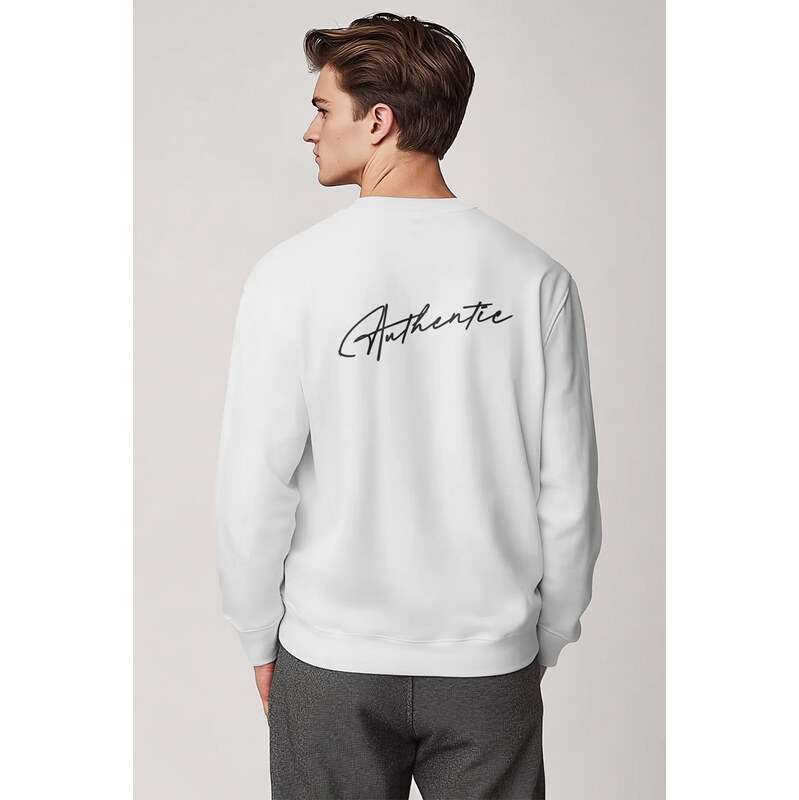 Mikina, Barva Bílá, s Potiskem Authentic