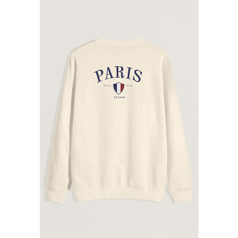 Mikina, Barva Ekru, s Potiskem Paris XXXIII Bold