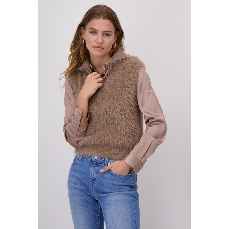 MONARI cozy glamour dámská vesta hnědá