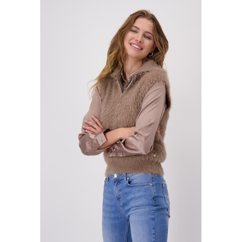 MONARI cozy glamour dámská vesta hnědá