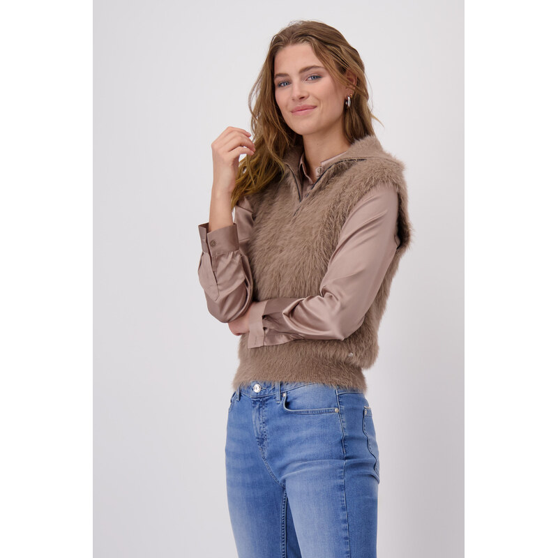 MONARI cozy glamour dámská vesta hnědá
