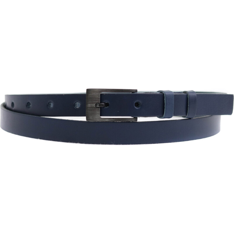 Dámský úzký kožený opasek Black Hand 069-40 modrý 100526002