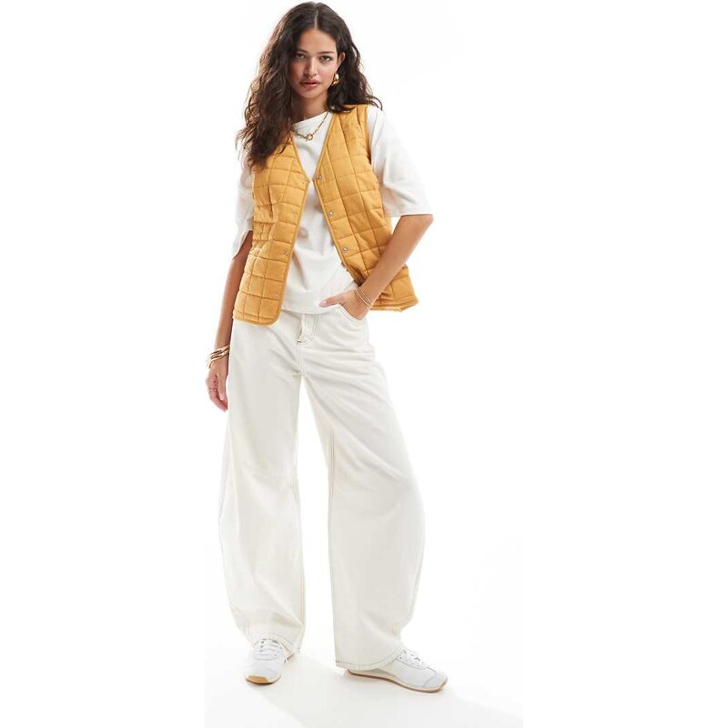 ASOS DESIGN quilted gilet in mustard-Yellow 100549363