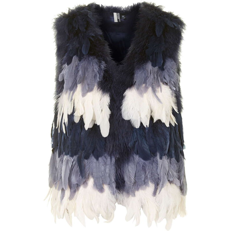 Topshop Ombre Feather Gilet