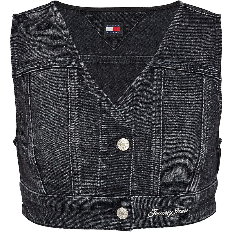 Tommy Jeans Vesta černá džínovina / bílá 100529949