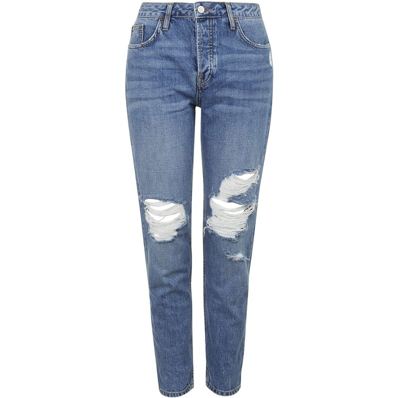 Topshop MOTO Blue Ripped Hayden Boyfriend Jeans