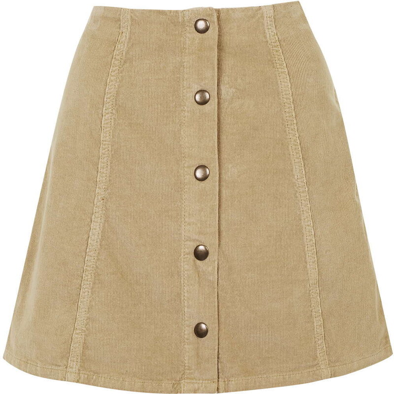 Topshop TALL Cord Button Front A-Line Skirt