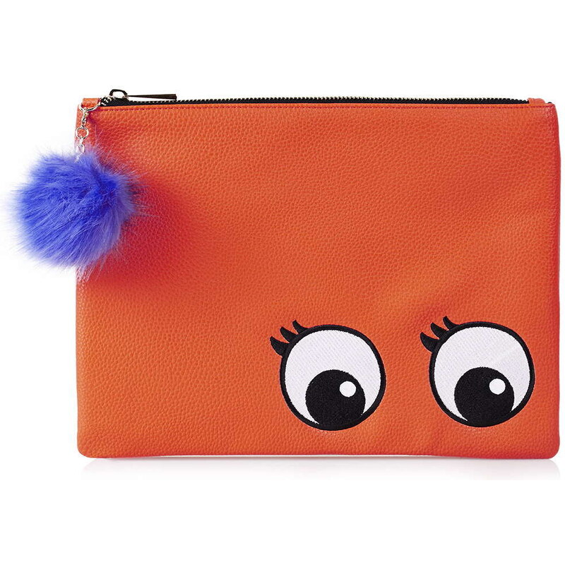 Topshop Embroidered Novelty Eyes Clutch