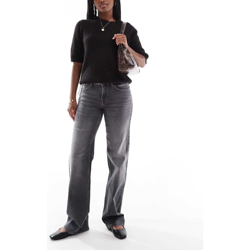 ONLY Judy low rise wide leg jeans in grey