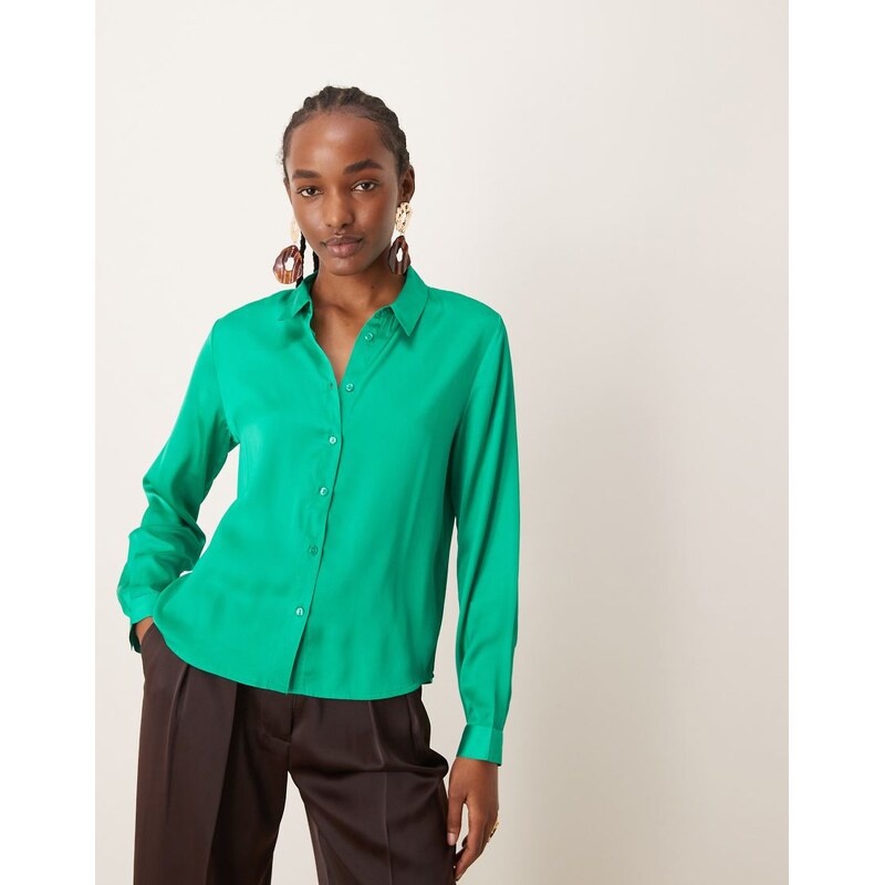 JDY satin shirt in green