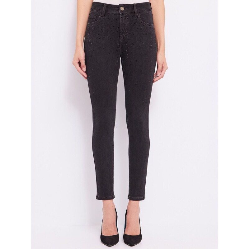 GAUDI Skinny Rhinestones Black džíny 100550707