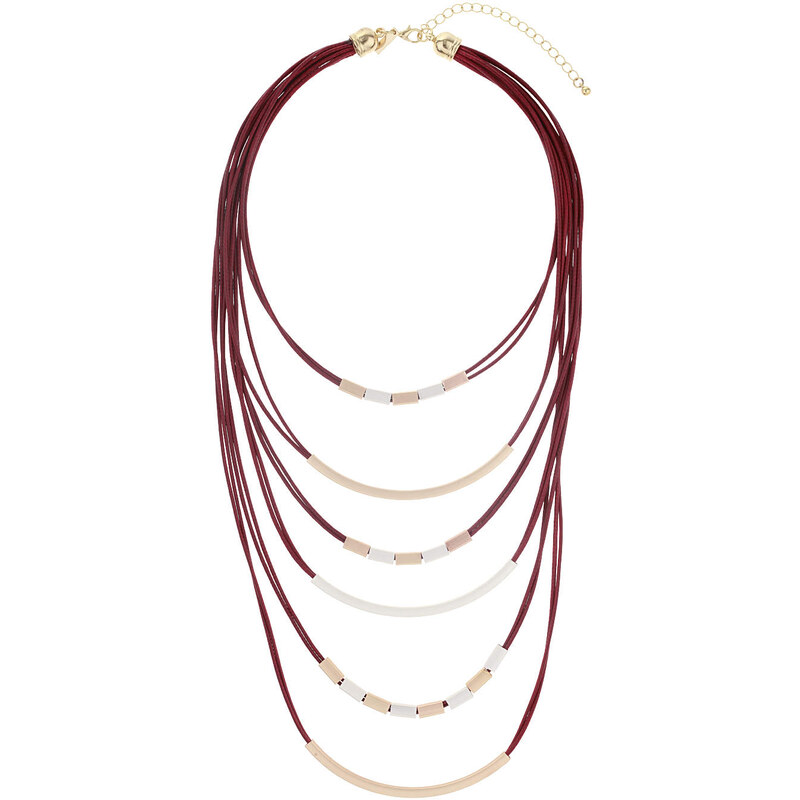 Topshop Cord and Bar Multi-Row Necklace