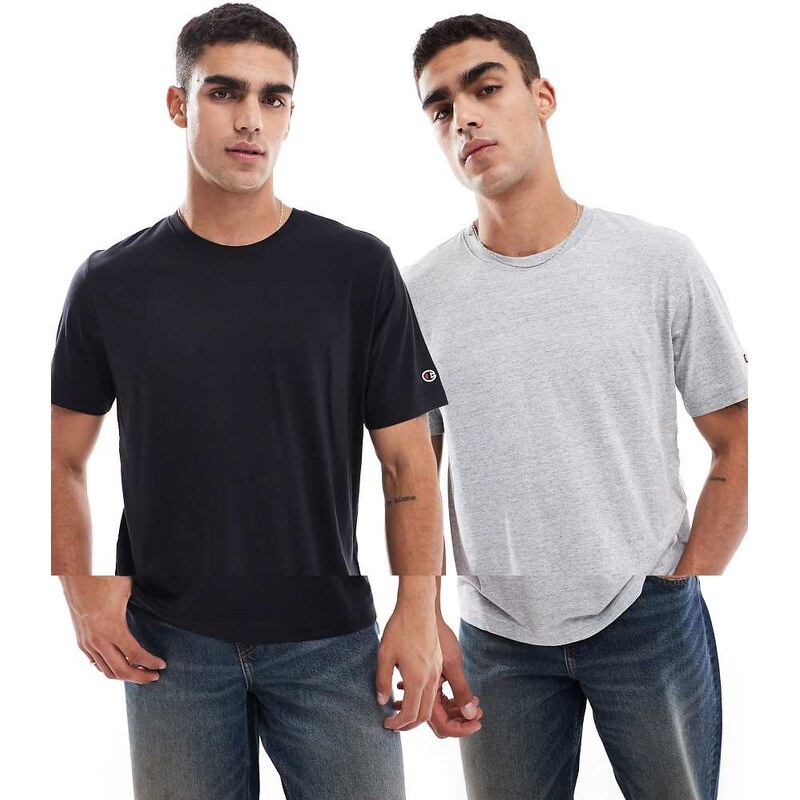 Champion 2 pack t-shirts in grey and black-Multi
