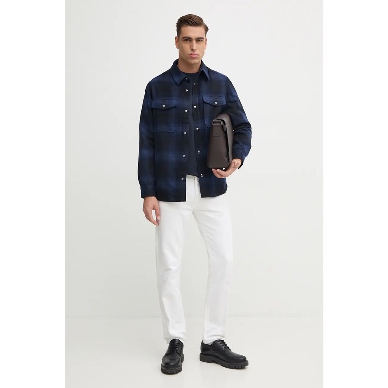 Vlněná košilová bunda Tommy Hilfiger