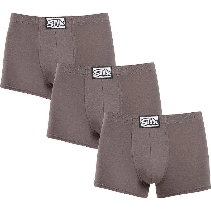 3PACK pánské boxerky Styx klasická guma tmavě šedé (3Q1063)