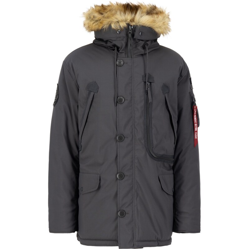 ALPHA INDUSTRIES Zimní bunda Polar šedá / červená 106734104