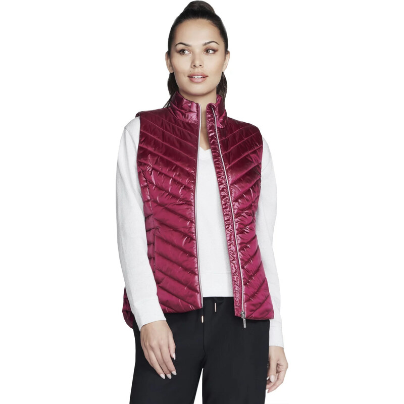 Tmavě růžová dámská vesta Skechers GO Shield Shine Vest JA151