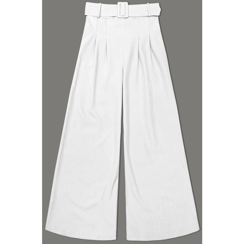 MADE IN ITALY Elegantní dámské kalhoty s páskem bílé (18727) 100597182