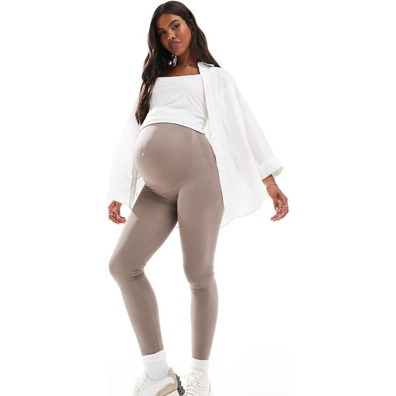 Mama.licious Mamalicious Maternity seamless legging in taupe