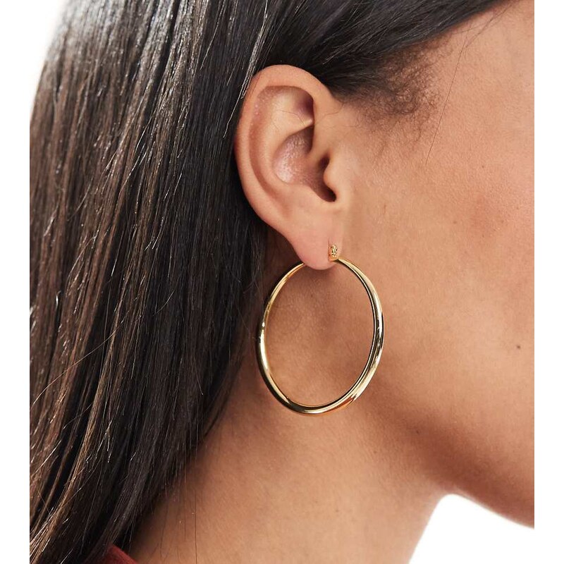 ASOS DESIGN 14k gold plated earrings with graduated skinny hoop detail 100607088