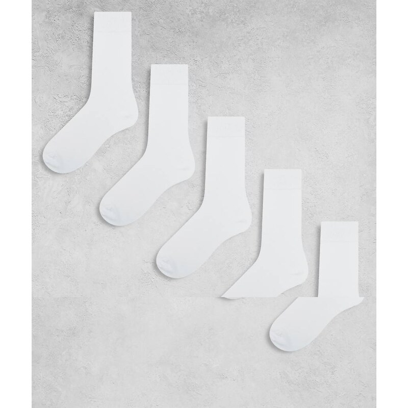 New Look 5 pack plain socks in white