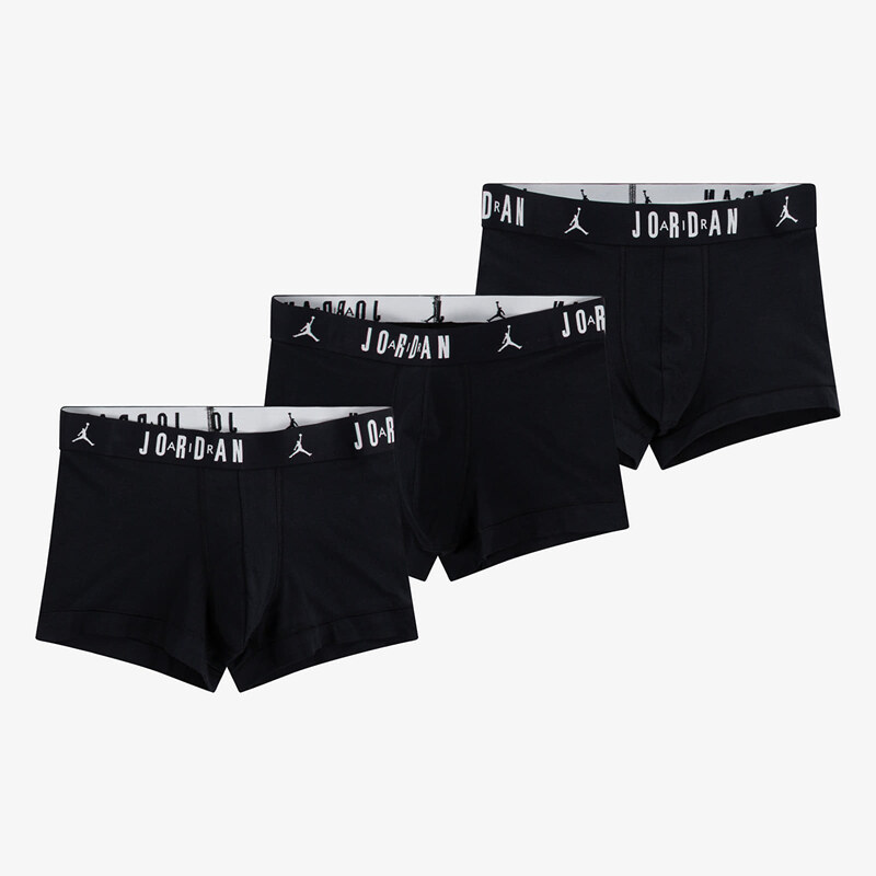 Boxerky Jordan Mens Flight Cotton 3-Pack Trunk Black S