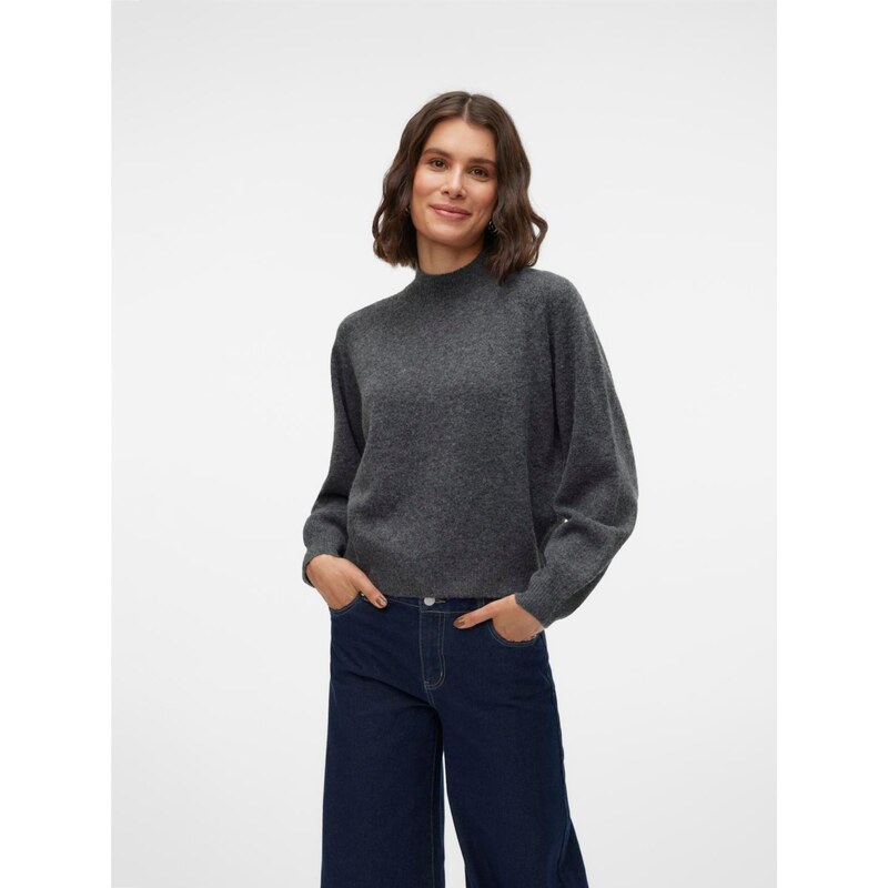 VERO MODA Svetr 'Leaf' tmavě šedá
